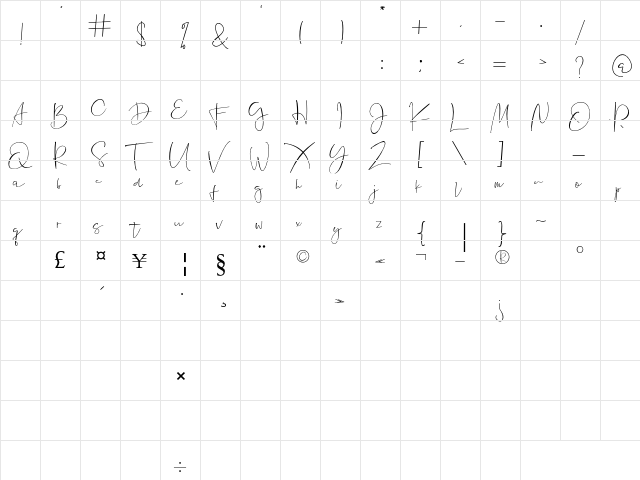 Jannet Regular  glyph index