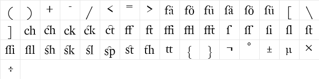 DTL Fleischmann Regular  glyph index