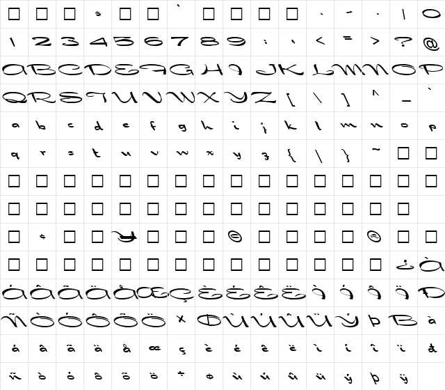 FZ JAZZY 30 LEFTY Normal  glyph index