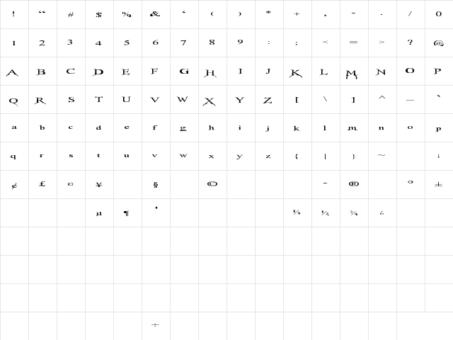 Altered State Regular  glyph index