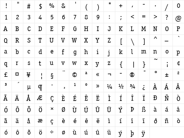 Officina Serif ITC Book  glyph index