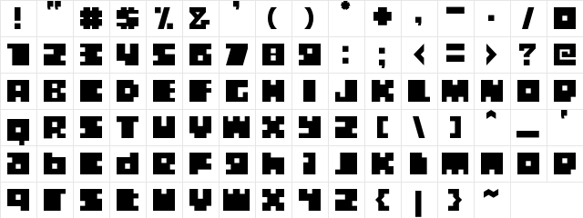 Boxtoc Regular  glyph index
