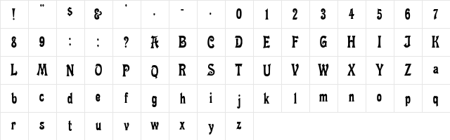 EmperorAN Regular  glyph index