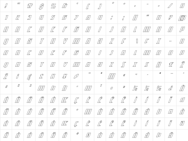 Quantum of Malice Outline Italic Italic  glyph index