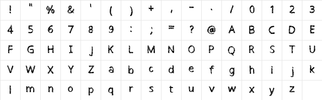 Barns Regular  glyph index