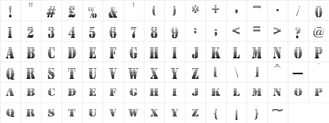 AustralianFlyingCorpsStencilL Regular  glyph index