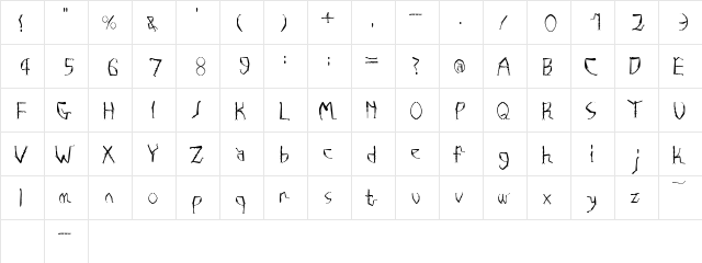 Fushi Regular E.  glyph index