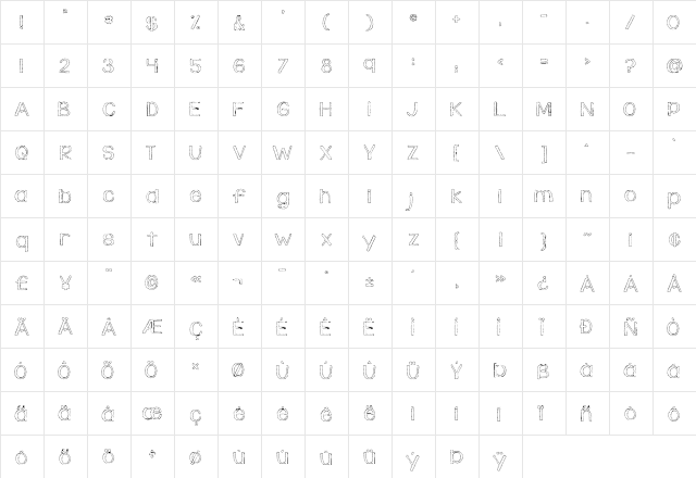 KG Daylight Regular  glyph index