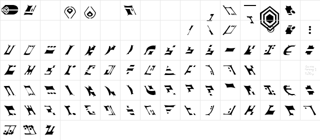StarTrek Gothic Ferengi rengi  glyph index