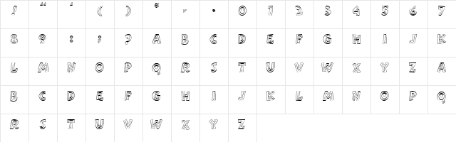BEVEL BOLD Regular  glyph index