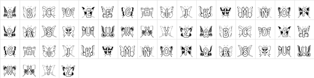 Mariposa Regular  glyph index