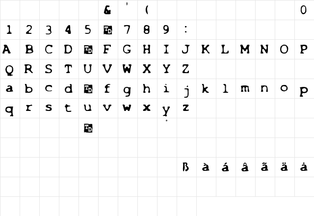 Overexposed Trial Version  glyph index