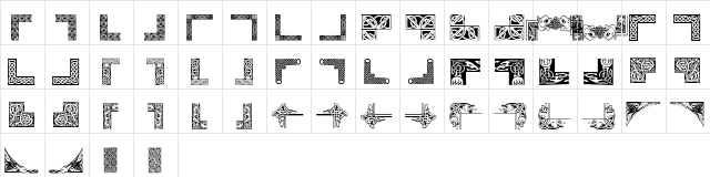 Celtic Frames Regular  glyph index