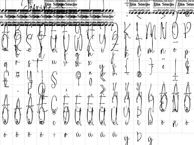 Jafrine Personal Use Regular  glyph index