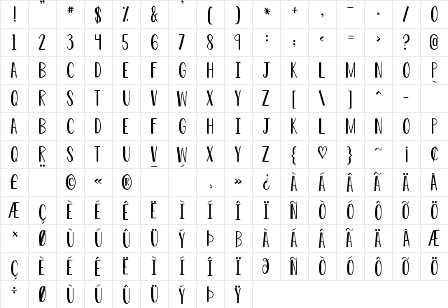 KG Do You Love Me Regular  glyph index