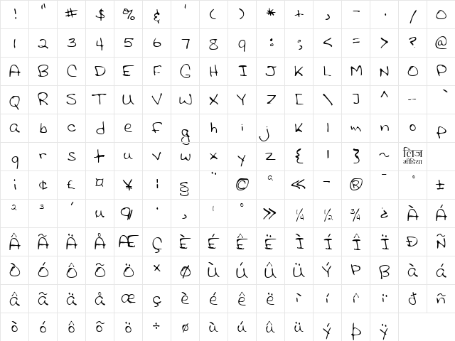 LEHN116 Regular  glyph index