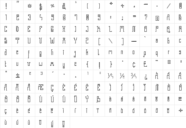 Greek Stone Regular  glyph index