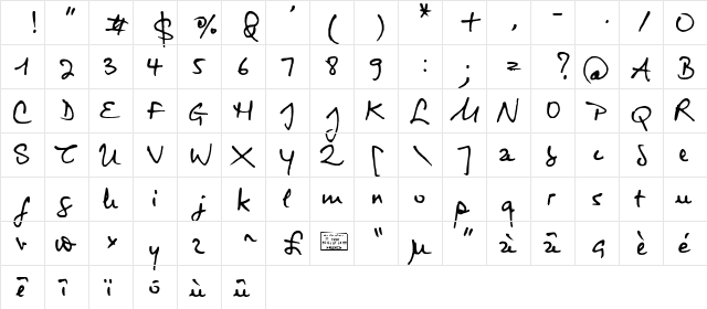 Virginie Regular  glyph index