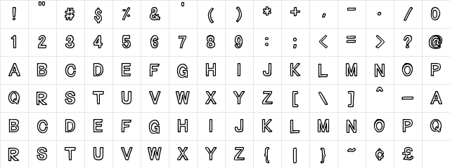 Outliners Regular  glyph index