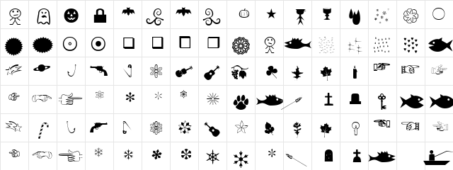 XBobsExtraPictures Regular  glyph index