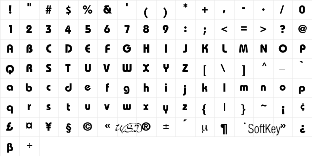 BordeauxHeavy Regular  glyph index