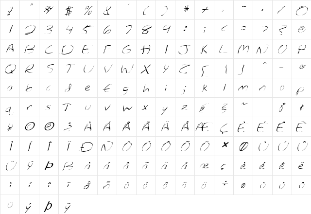 FZ WARPED 27 ITALIC Normal  glyph index