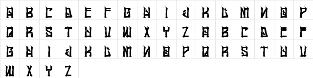 H74 Chingon Regular  glyph index