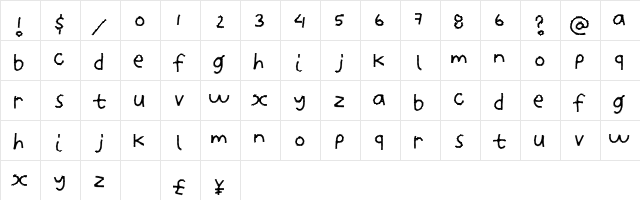 ZipperFries Regular  glyph index