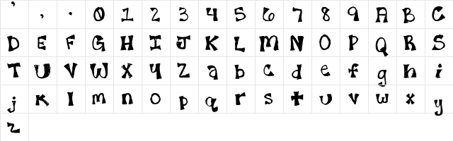7th FadFace Regular  glyph index
