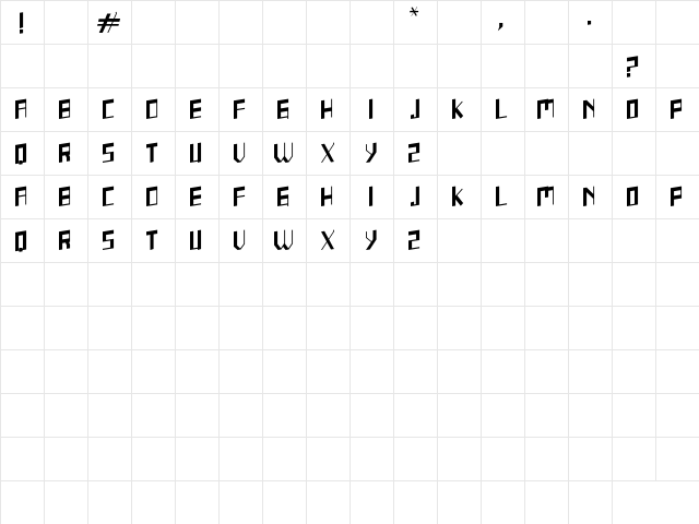 SQUAREI (demo) Regular  glyph index