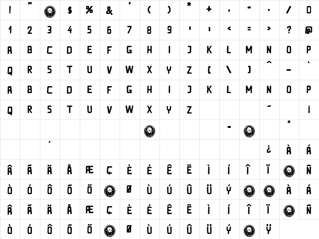 Rocking Bunny Regular  glyph index