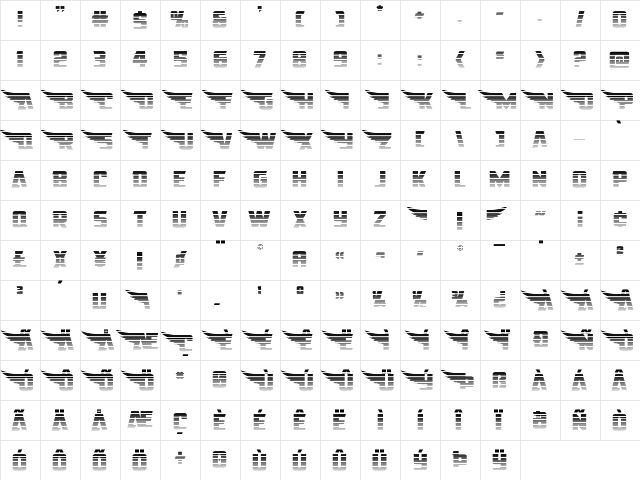 American Kestrel Straight Grad Regular  glyph index