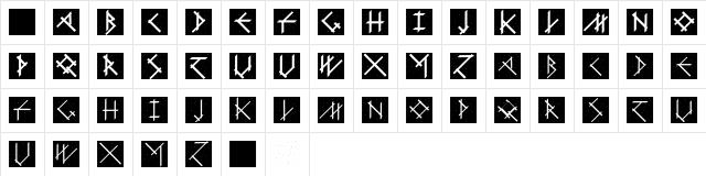 CalligImprovis-BoldPlus Regular  glyph index