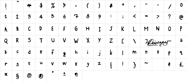 Karz 001 Regular  glyph index