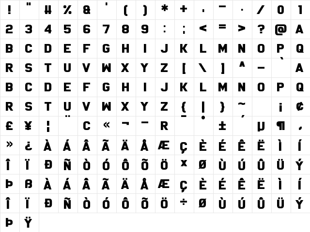 Achtung! Polizei Regular  glyph index