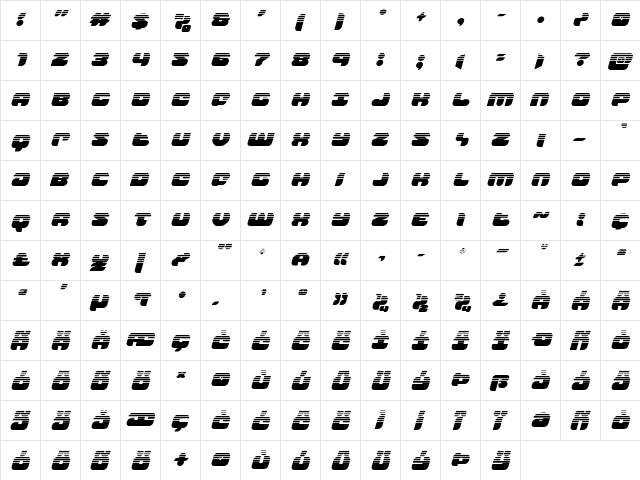 Groovy Smoothie Halftone Italic Italic  glyph index