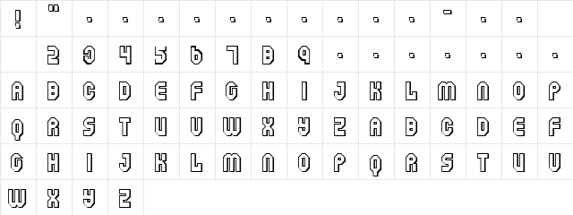 Pretty Samin Regular  glyph index