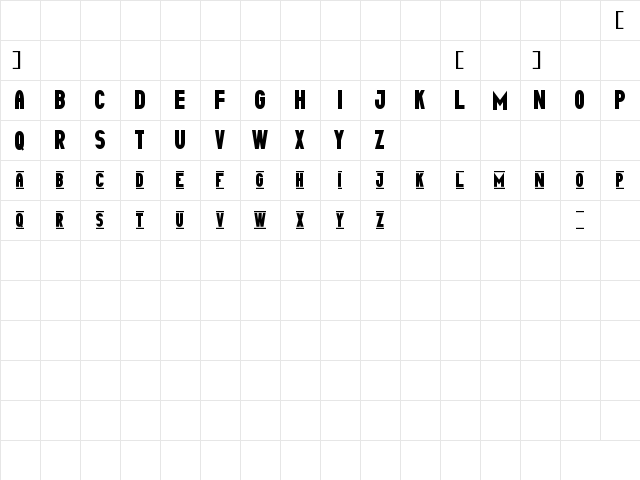 Tipo Capital1 St Regular  glyph index