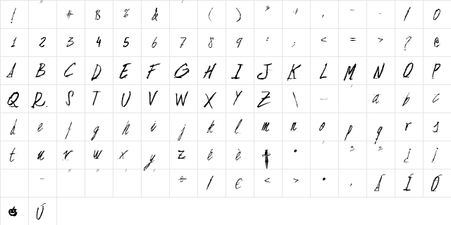 Untitled Regula  glyph index
