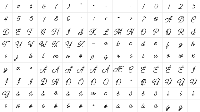 Manteman Regular  glyph index