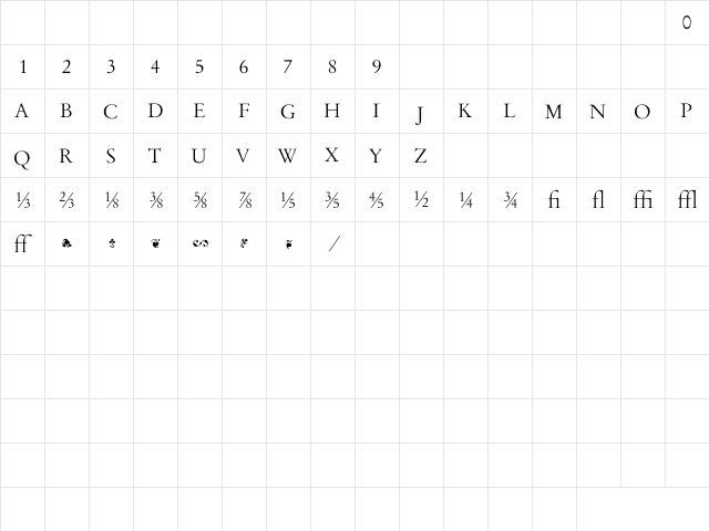 Garamand Classic Light Extras Regular  glyph index