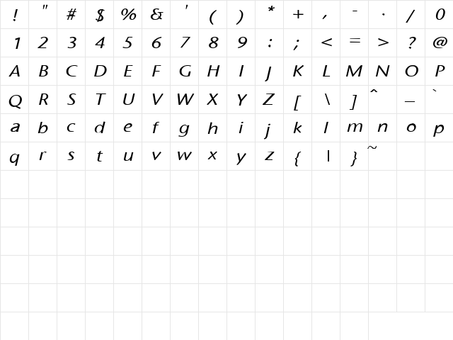 Four Sticks 1 Regular  glyph index