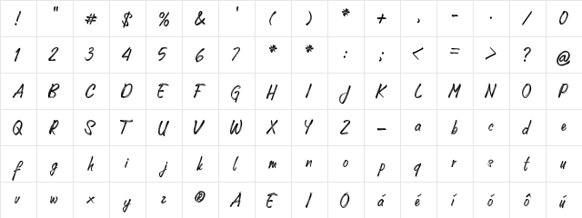 Unforgotten More Regular  glyph index