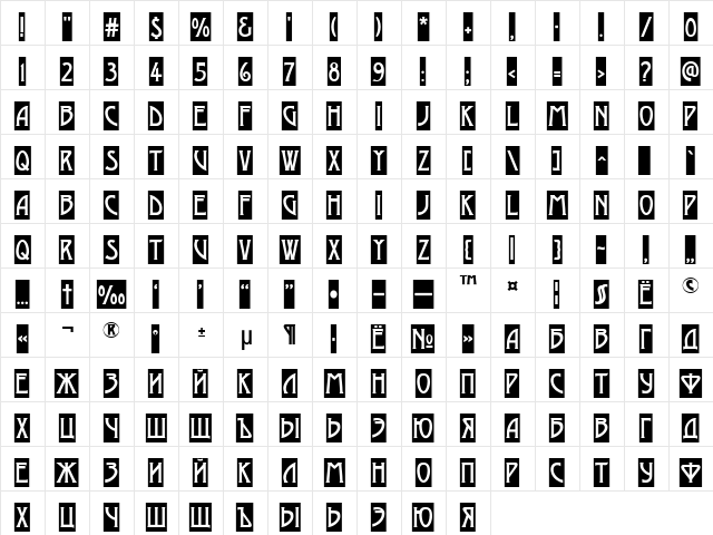 a_ModernoCm Regular  glyph index