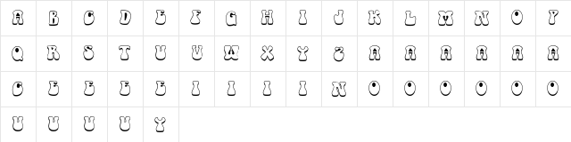 Retrotype Regular  glyph index