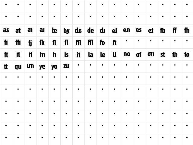 GovanOne-Ligature Regular  glyph index