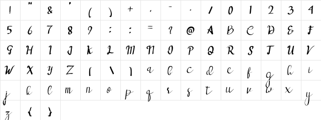 deep blue Regular  glyph index