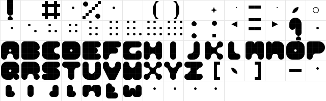 Blubberw Regular  glyph index