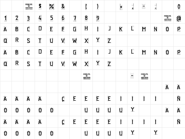 Problems in Winsconsin Regular  glyph index