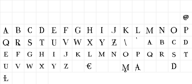 Valdemar Regular  glyph index